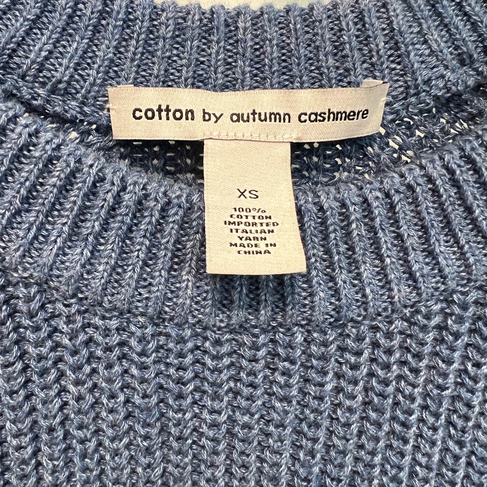 Autumn Cahmere distressed scallop shaker sweater in blue size Xs 100%cotton - Picture 8 of 10